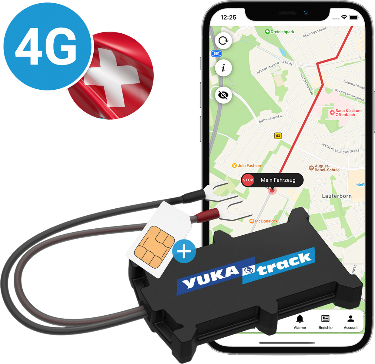 YUKAtrack easyWire 4G GPS Ortung Europaweit mit SIM-Karte Datenflat