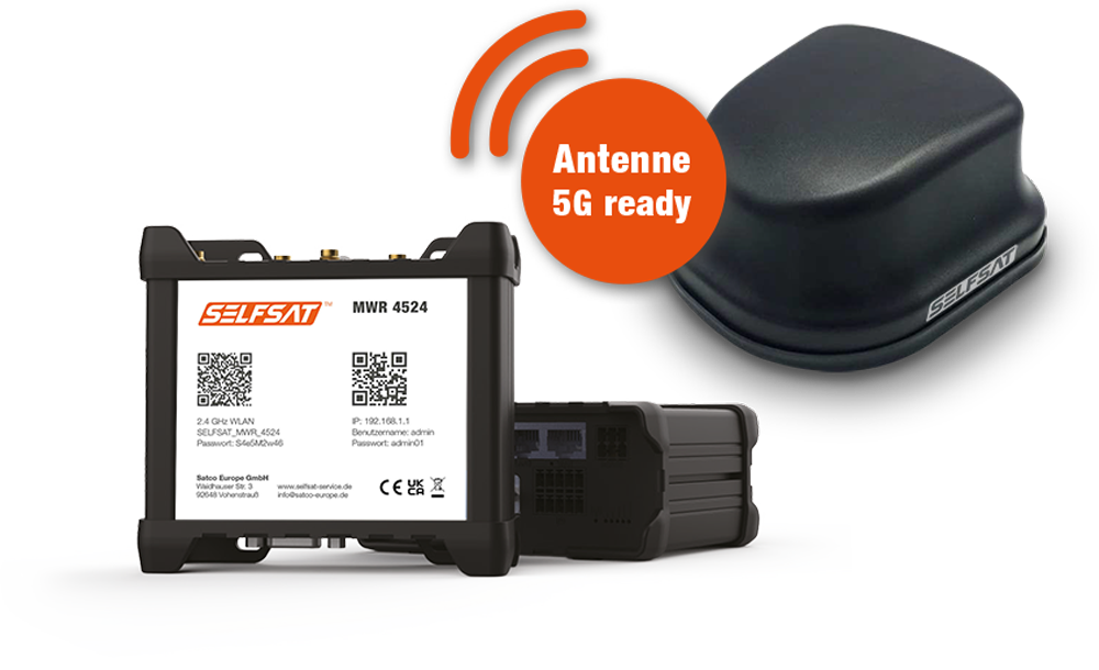 SELFSAT MWR 4524 ( 4G / LTE & WLAN Internet Router Komplettset bis 150 Mbps inkl. 4G / 5G ready Dachantenne)
