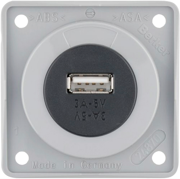 Berker Integro  USB-Ladestecker 3 A  5 V Grau glänzend