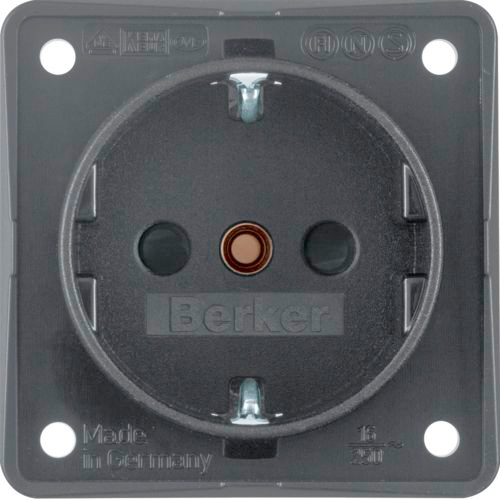 Berker Integro Steckdose Schutzkontakt 3-Pol mit erhöhtem Berührungsschutz anthrazit matt