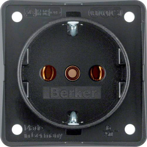 Berker Integro Steckdose Schutzkontakt mit Steckklemmen schwarz matt
